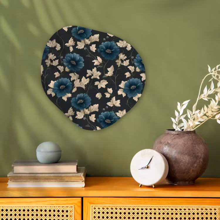 Botanisch - Bloemen - Blauw Wandcirkel Organisch Forex 3mm klein 629 -sfeer2