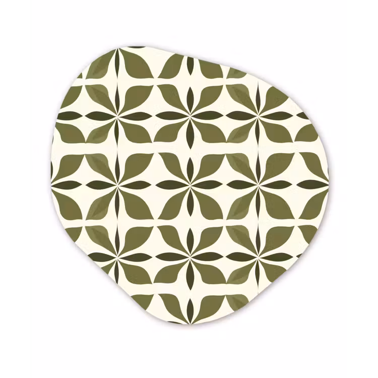 Botanisch - Retro - Groen Wandcirkel Organisch Forex 3mm klein 629 -3d