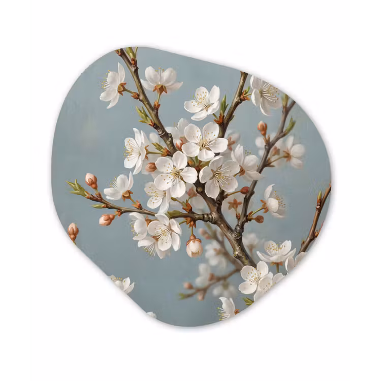 Botanisch - Stilleven - Blauw Wandcirkel Organisch Forex 3mm klein -3d