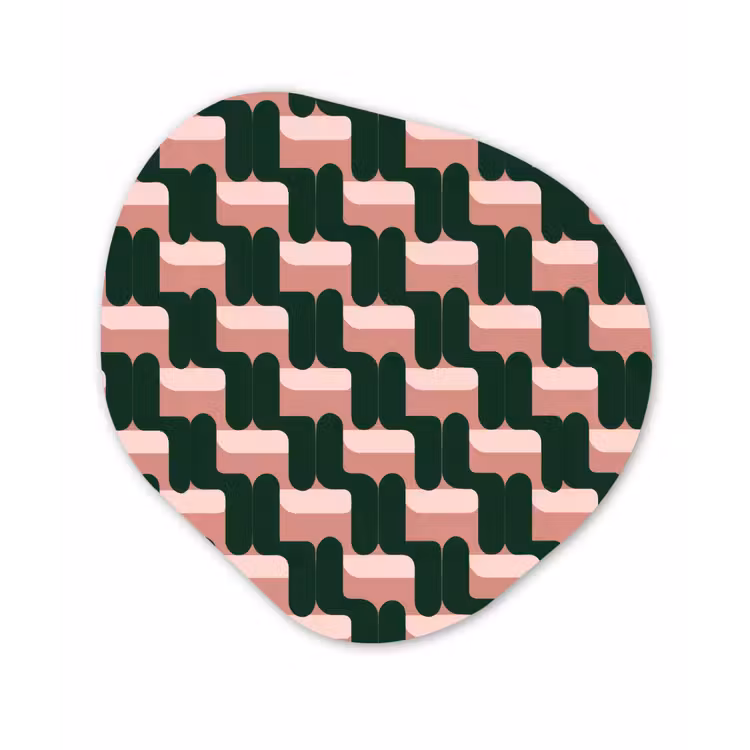 Vlechtpatroon - Groen - Roze - Geometrisch Wandcirkel Organisch Forex 3mm klein 629 -3d