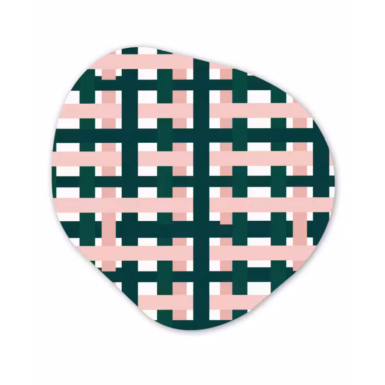 Vlechtpatroon - Groen - Roze - Grafisch Wandcirkel Organisch Forex 3mm klein 629 -3d