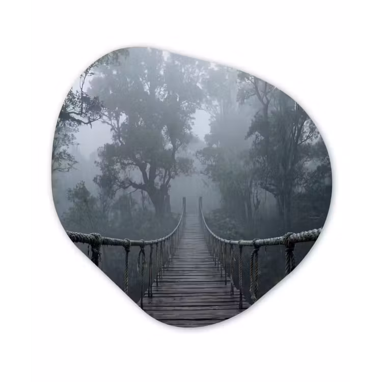 Brug - Jungle - Mist - Natuur Wandcirkel Organisch Forex 3mm klein -3d