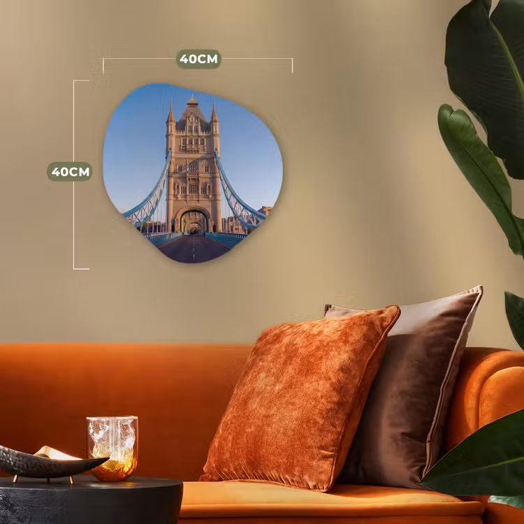 Brug - Toren - Architectuur - Klassiek - Blauw Wandcirkel Organisch Forex 3mm klein -sfeer3