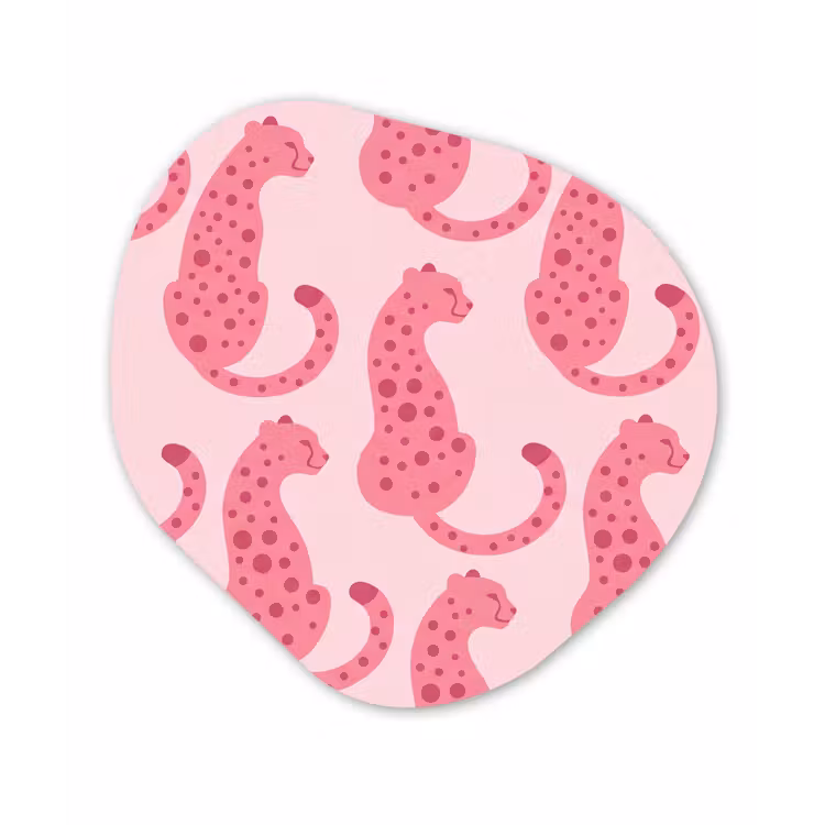 Kat - Gevlekt - Dieren - Patroon - Roze Wandcirkel Organisch Forex 3mm klein -3d