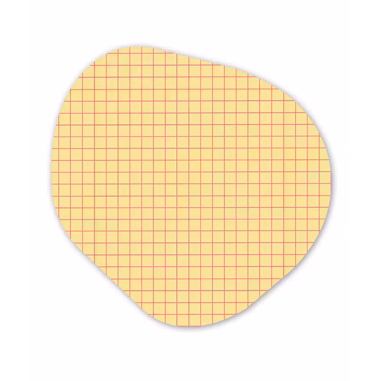 Ruitjes - Grid - Minimalistisch - Geel - Roze Wandcirkel Organisch Forex 3mm klein 629 -3d