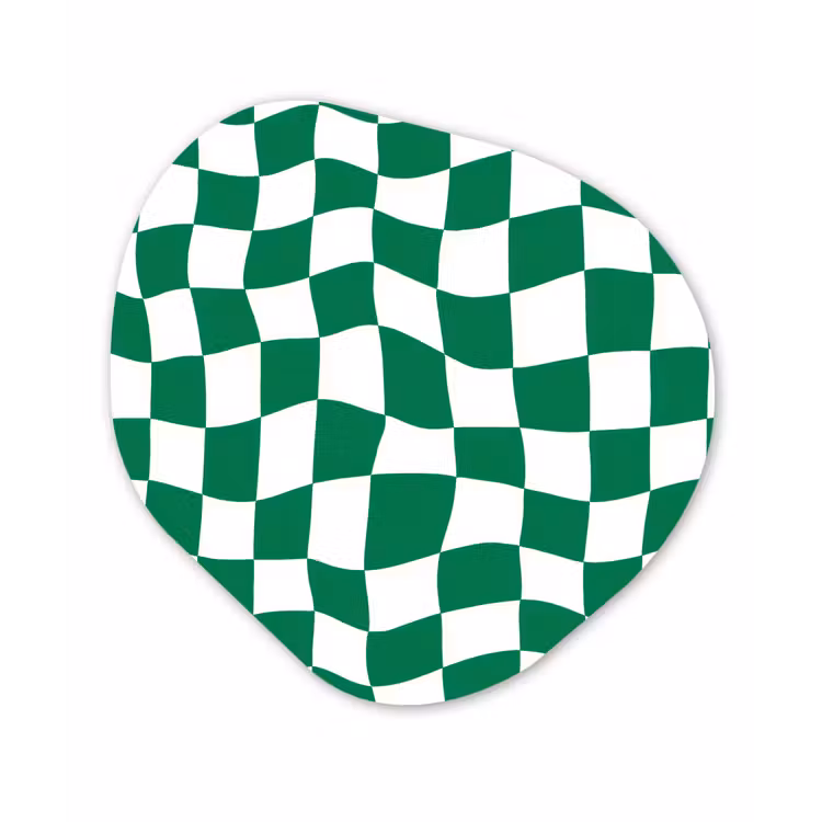 Schaakbord - Golvend - Groen Wandcirkel Organisch Forex 3mm klein 629 -3d