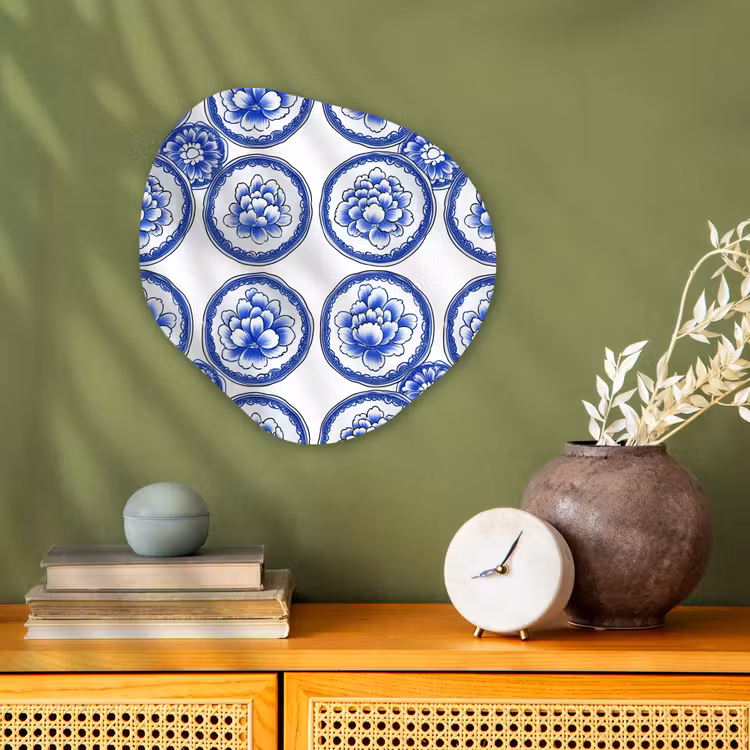 Cirkels - Bloemen - Blauw Wandcirkel Organisch Forex 3mm klein 629 -sfeer2