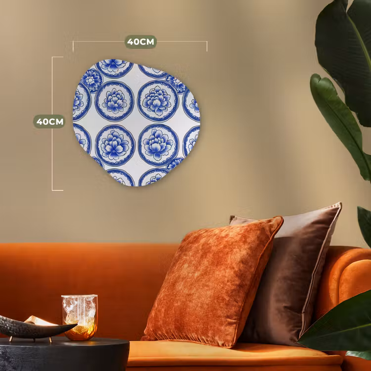 Cirkels - Bloemen - Blauw Wandcirkel Organisch Forex 3mm klein 629 -sfeer3