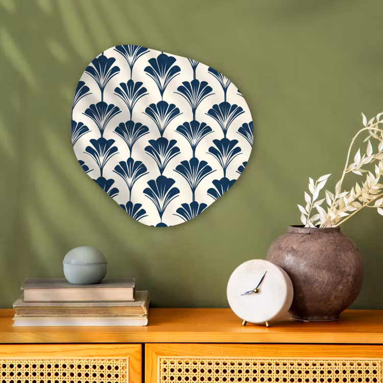 Klassiek - Motief - Blauw Wandcirkel Organisch Forex 3mm klein 629 -sfeer2