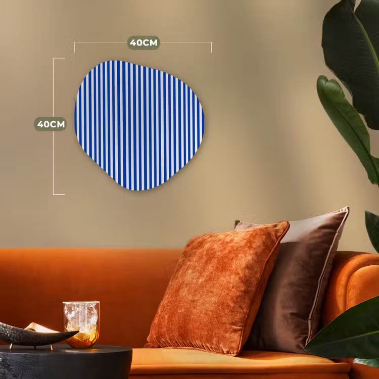 Klassiek - Strepen - Blauw Wandcirkel Organisch Forex 3mm klein 629 -sfeer3