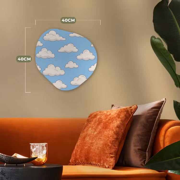 Wolk - Cartoon - Lucht - Blauw - Wit Wandcirkel Organisch Forex 3mm klein -sfeer3