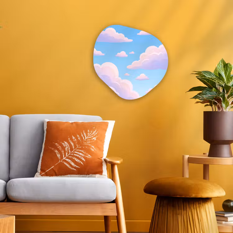 Wolken - Roze - Blauw - Natuur - Modern Wandcirkel Organisch Forex 3mm klein -sfeer4