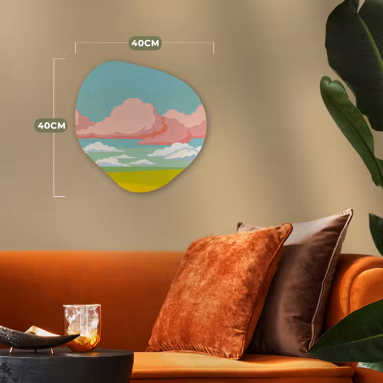 Wolken - Roze - Natuur - Modern - Pastel Wandcirkel Organisch Forex 3mm klein -sfeer3