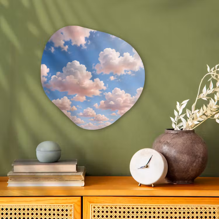 Wolken - Hemel - Natuur - Licht - Blauw Wandcirkel Organisch Forex 3mm klein -sfeer2