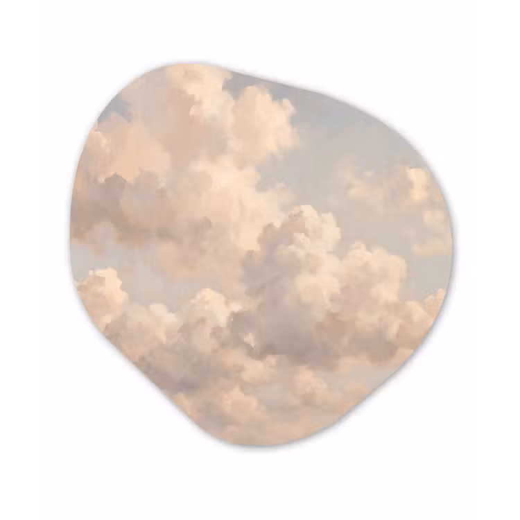 Wolken - Zacht - Natuur - Klassiek - Beige Wandcirkel Organisch Forex 3mm klein -3d