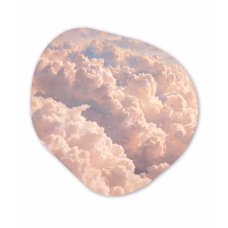 Wolken - Zonsondergang - Natuur - Pastel - Roze Wandcirkel Organisch Forex 3mm klein -3d