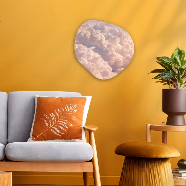 Wolken - Zonsondergang - Natuur - Pastel - Roze Wandcirkel Organisch Forex 3mm klein -sfeer4