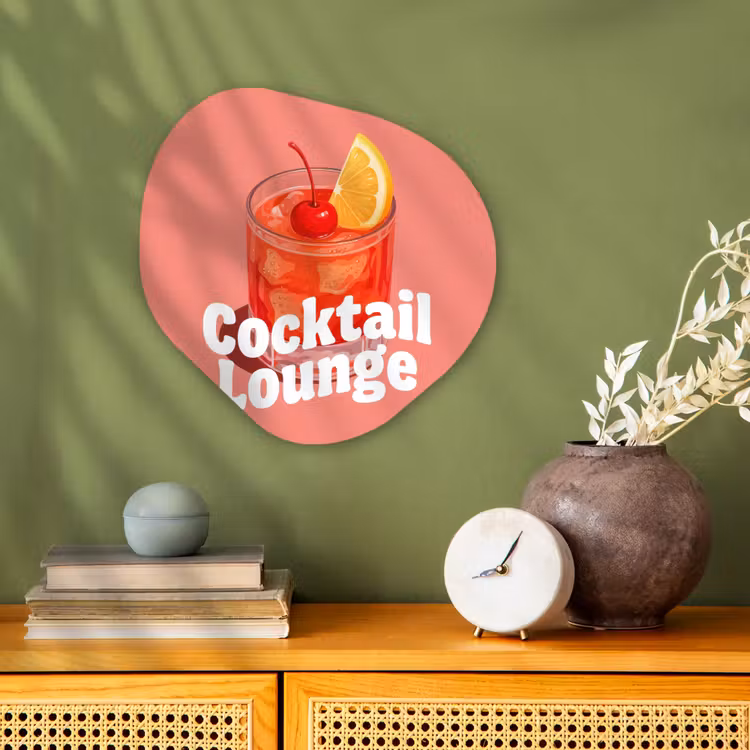 Cocktail Lounge - Glas - Koraal Wandcirkel Organisch Forex 3mm klein -sfeer2