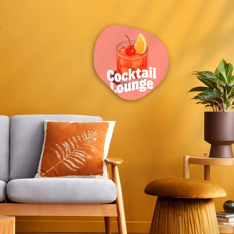 Cocktail Lounge - Glas - Koraal Wandcirkel Organisch Forex 3mm klein -sfeer4