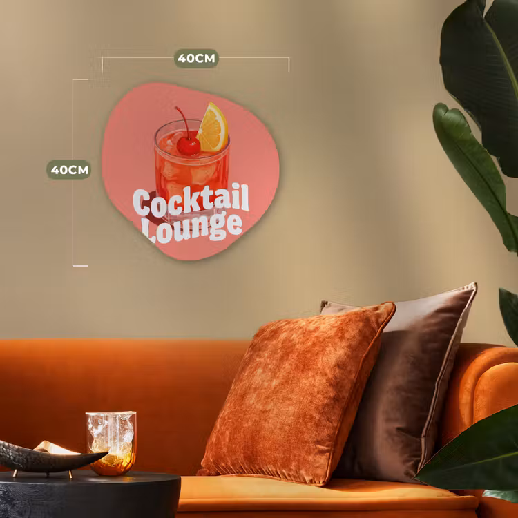 Cocktail Lounge - Glas - Koraal Wandcirkel Organisch Forex 3mm klein -sfeer3