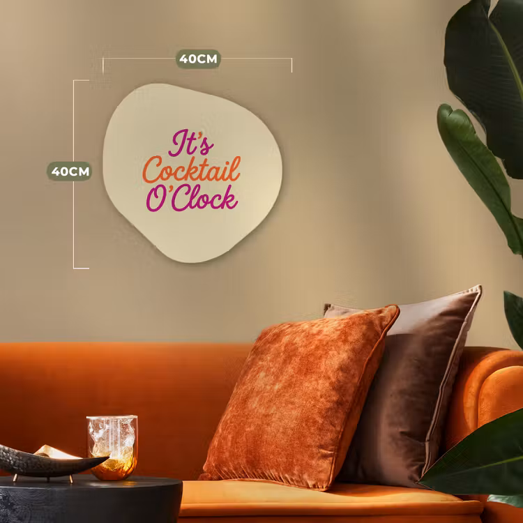 Cocktail O'Clock - Geel - Retro Wandcirkel Organisch Forex 3mm klein -sfeer3