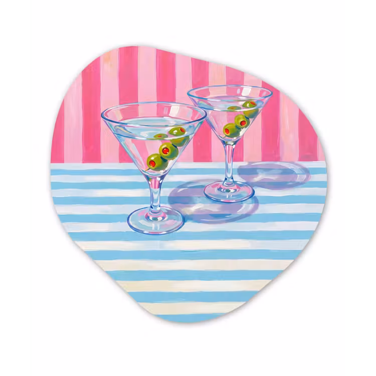 Cocktail - Olijven - Kunst - Modern - Roze Wandcirkel Organisch Forex 3mm klein -3d