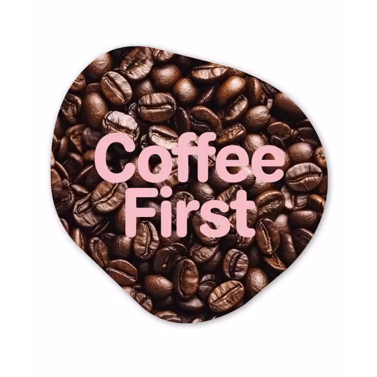 Coffee First - Koffiebonen - Roze Wandcirkel Organisch Forex 3mm klein -3d