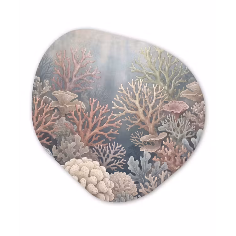 Koraal - Zeeleven - Onderwater - Illustratie - Natuur Wandcirkel Organisch Forex 3mm klein -3d