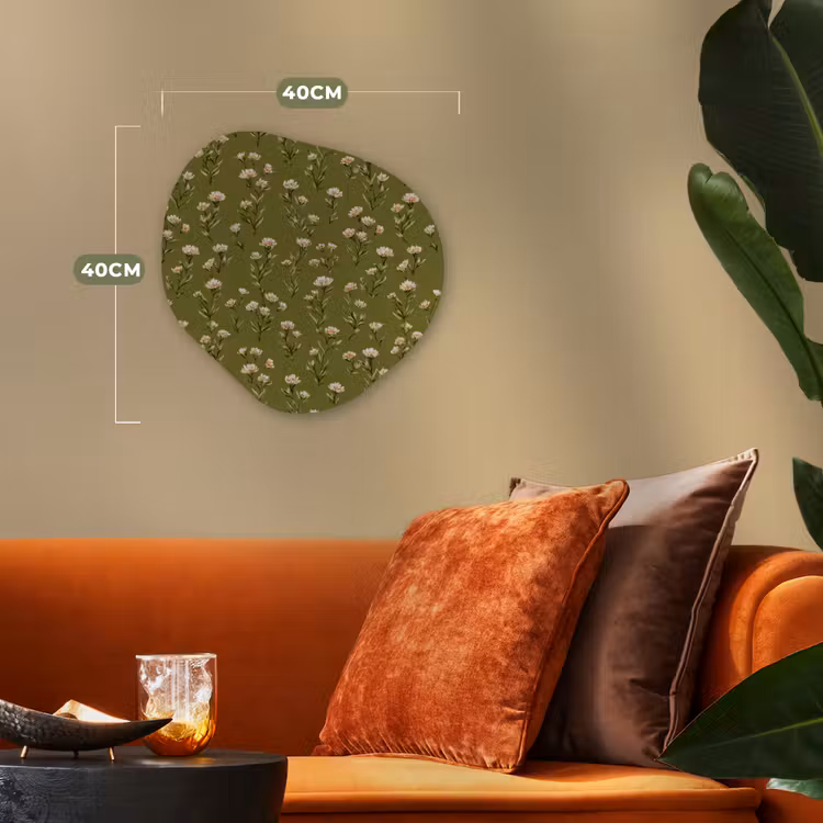 Landelijk - Bloemen - Groen Wandcirkel Organisch Forex 3mm klein 629 -sfeer3