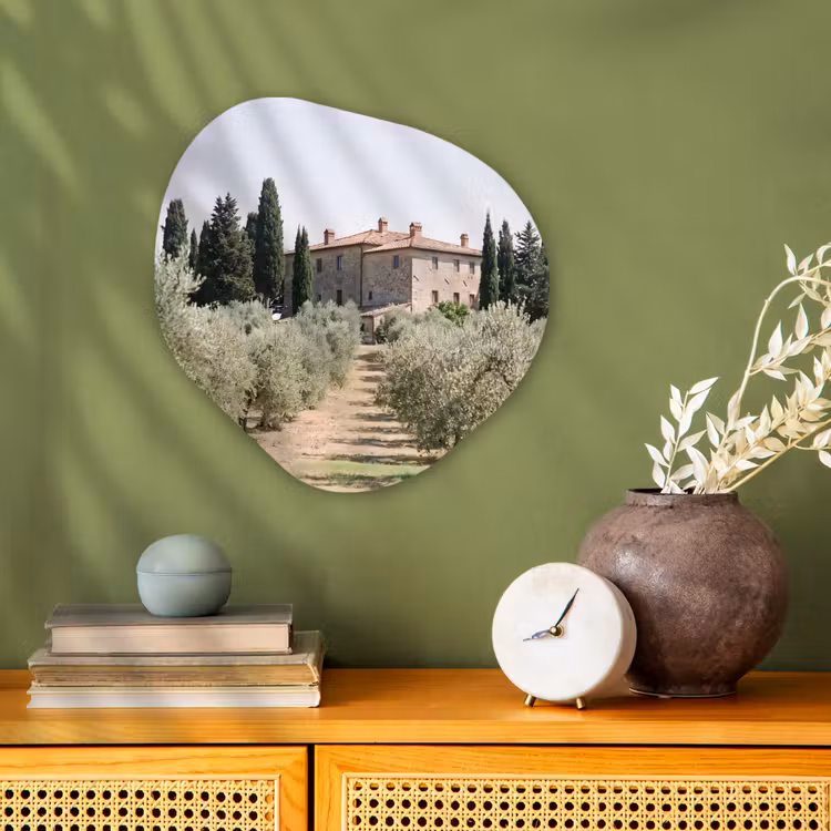 Organic - Forex - Country house - olive tree - orchard - Landhuis - olijfboom - gaard Wandcirkel Organisch Forex 3mm klein