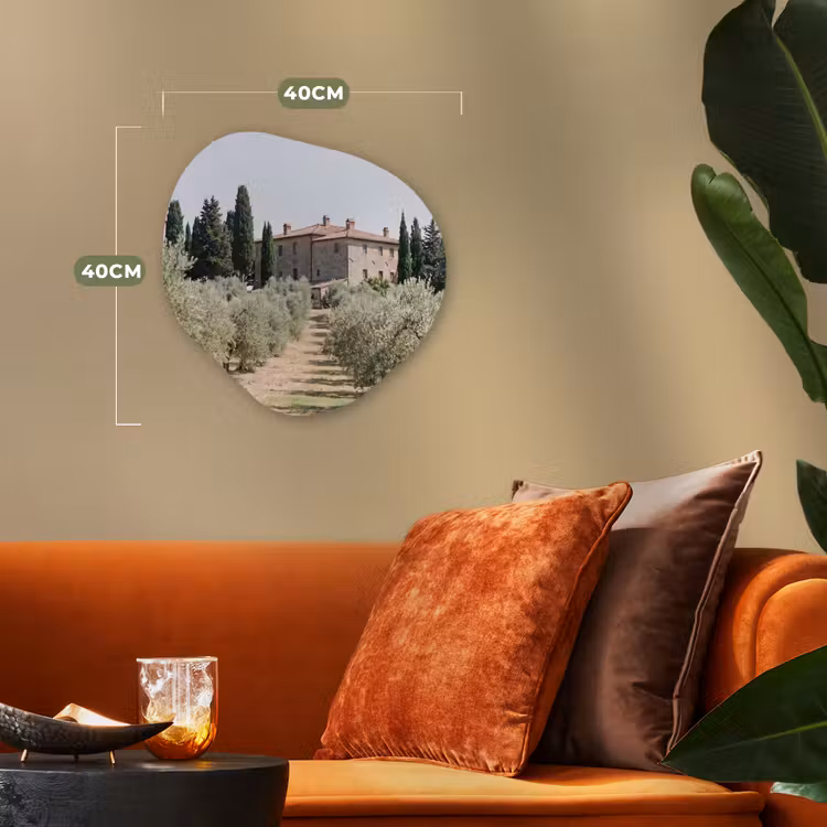 Organic - Forex - Country house - olive tree - orchard - Landhuis - olijfboom - gaard Wandcirkel Organisch Forex 3mm klein