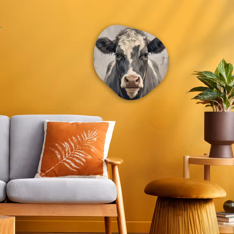 Koe - Portret - Dieren - Modern Wandcirkel Organisch Forex 3mm klein -sfeer4
