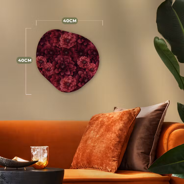 Dahlias - Bloemen - Rood Wandcirkel Organisch Forex 3mm klein 629 -sfeer3
