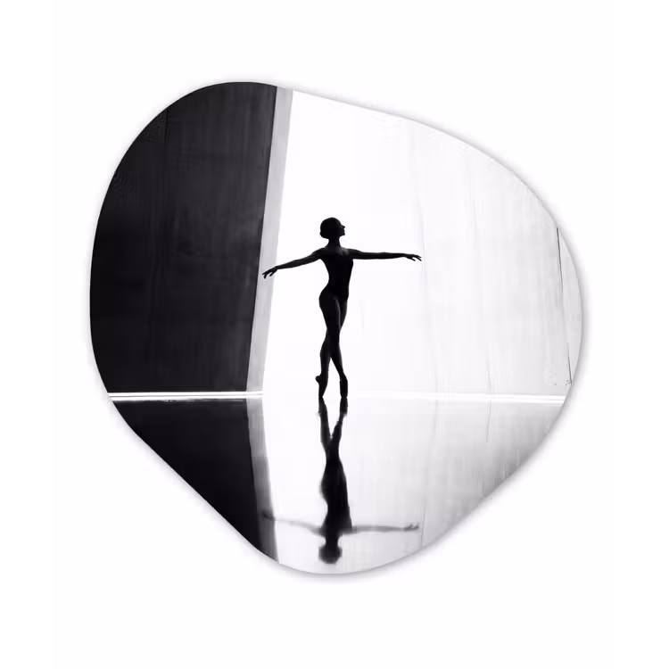 Danser - Silhouette - Kunst - Modern - Zwart-wit Wandcirkel Organisch Forex 3mm klein -3d