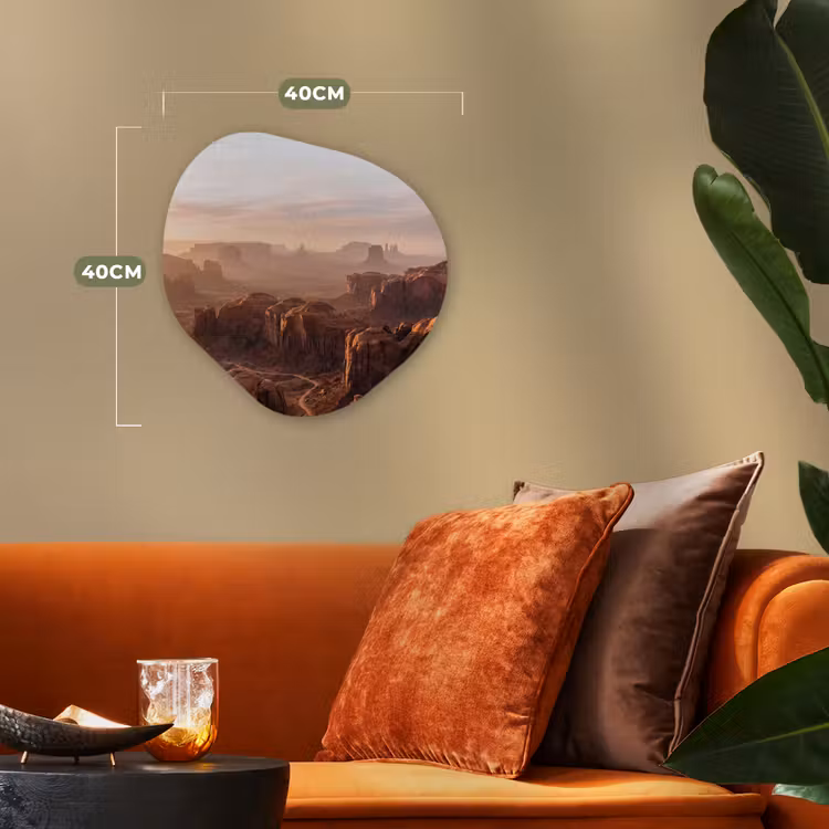 Woestijn - Landschap - Natuur Wandcirkel Organisch Forex 3mm klein -sfeer3