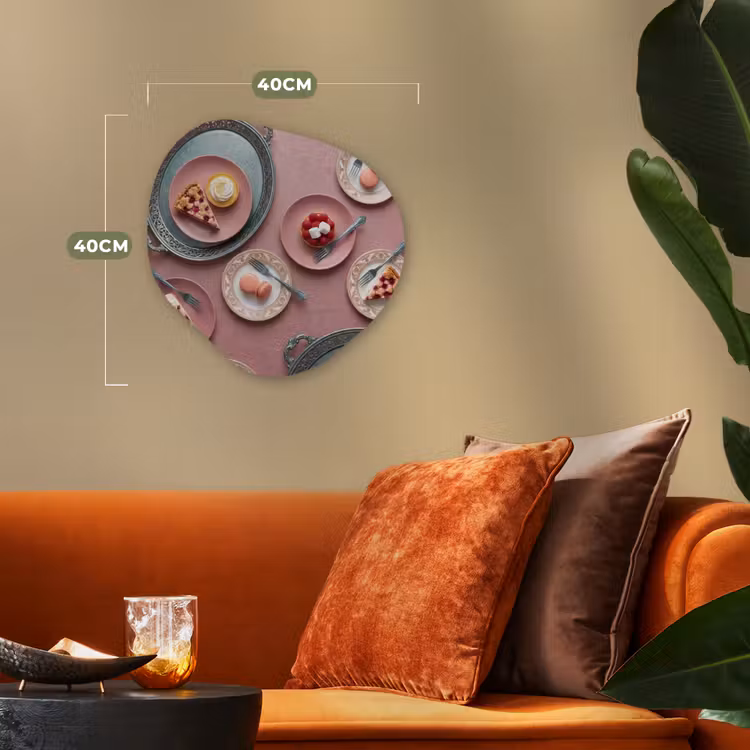 Dessert - Taart - Gebak - Zoet - Roze Wandcirkel Organisch Forex 3mm klein -sfeer3