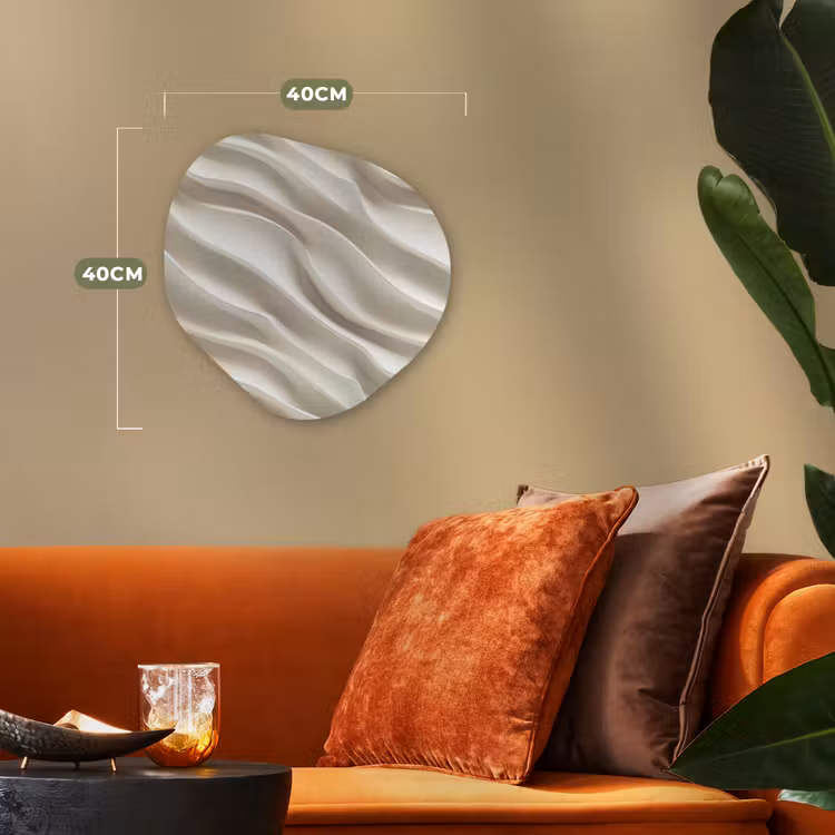 Diagonaal - Golven - Crème Wandcirkel Organisch Forex 3mm klein 629 -sfeer3