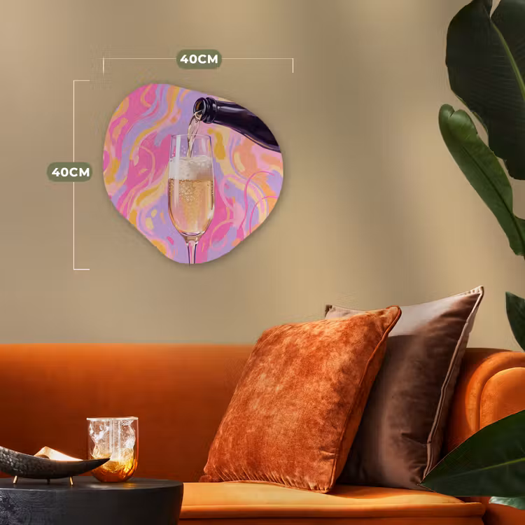 Drank - Inschenken - Feest - Abstract - Roze Wandcirkel Organisch Forex 3mm klein -sfeer3