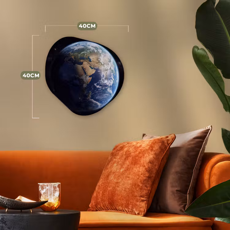 Aarde - Ruimte - Blauw - Groen Wandcirkel Organisch Forex 3mm klein -sfeer3