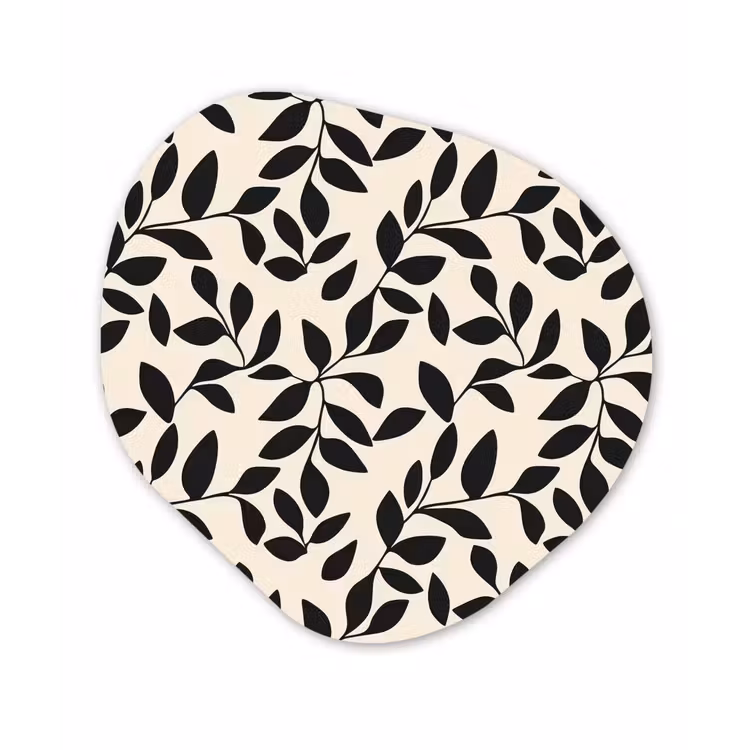 Elegant - Patroon - Zwart - Beige Wandcirkel Organisch Forex 3mm klein 629 -3d