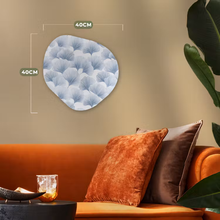 Waaier - Modern - Blauw Wandcirkel Organisch Forex 3mm klein 629 -sfeer3