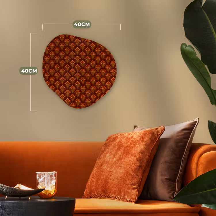 Waaiers - Art Deco - Botanisch - Roestbruin - Oranje Wandcirkel Organisch Forex 3mm klein 629 -sfeer3
