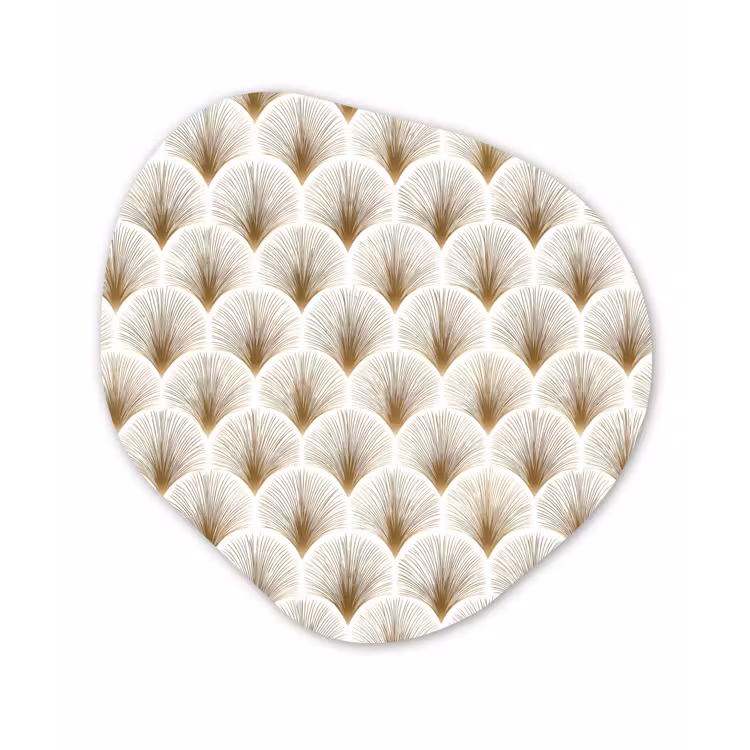 Waaiers - Art Deco - Elegant - Goud - Wit Wandcirkel Organisch Forex 3mm klein 629 -3d