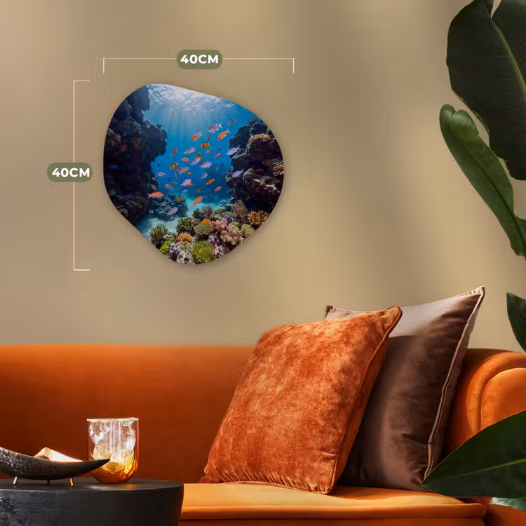 Vis - Koraalrif - Onderwater - Levendig - Blauw Wandcirkel Organisch Forex 3mm klein -sfeer3