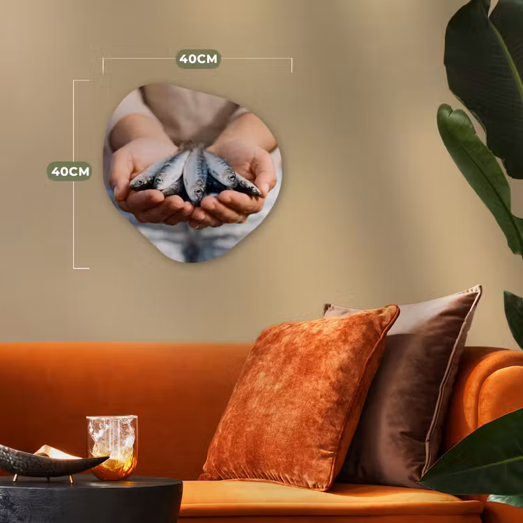 Organic - Forex - Fish - Hands - Nature - Vis - Handen - Natuur Wandcirkel Organisch Forex 3mm klein