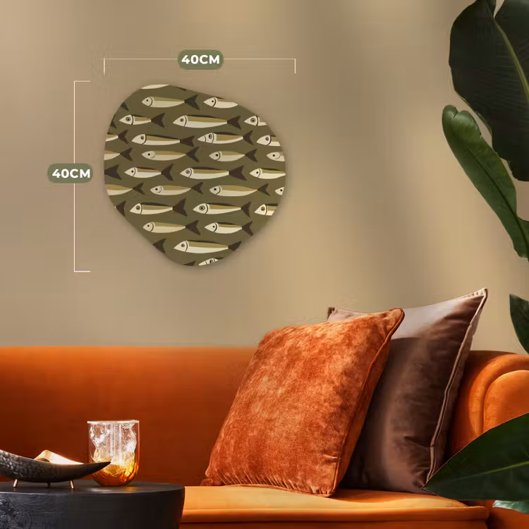 Vis - Patroon - Groen Wandcirkel Organisch Forex 3mm klein 629 -sfeer3
