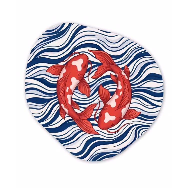 Vis - Water - Natuur - Illustratie - Rood Wandcirkel Organisch Forex 3mm klein -3d