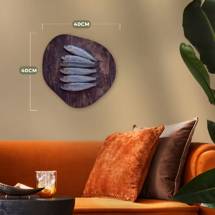 Organic - Forex - Fish - Wood - Food - Vis - Hout - Eten Wandcirkel Organisch Forex 3mm klein