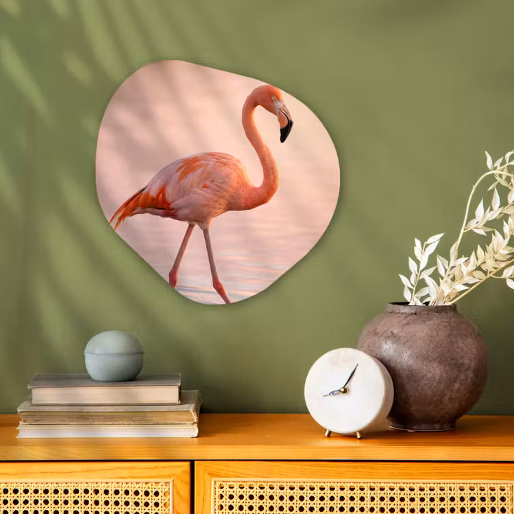 Flamingo - Water - Roze Wandcirkel Organisch Forex 3mm klein -sfeer2
