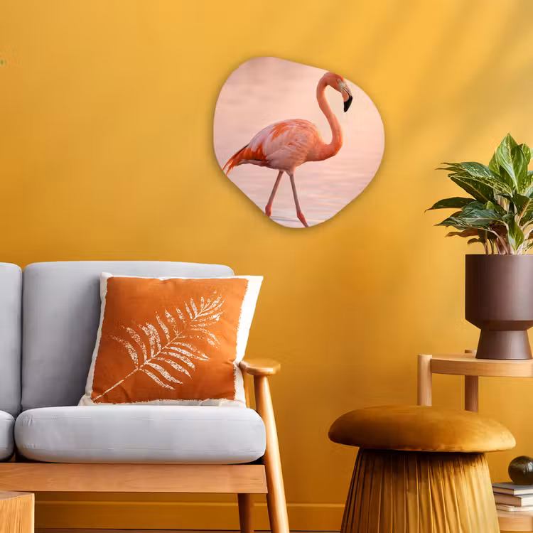 Flamingo - Water - Roze Wandcirkel Organisch Forex 3mm klein -sfeer4